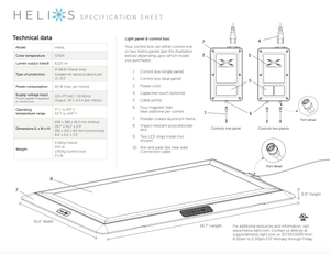 Helios dimmable LED work light specification sheet